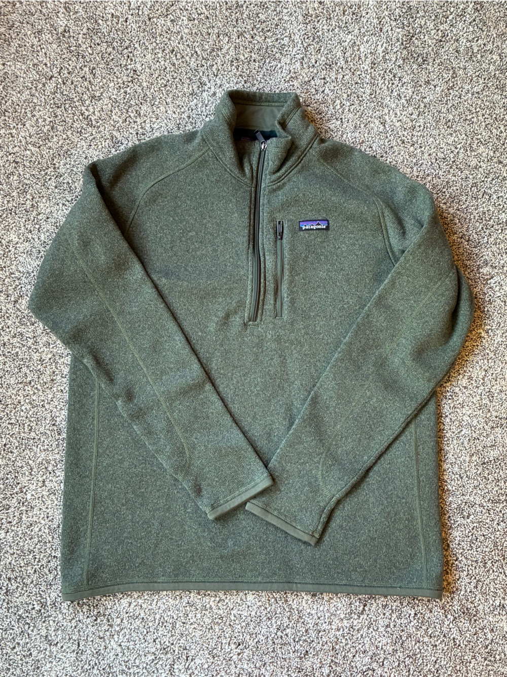 Patagonia Olive Green Quarter-Zip Fleece Pullover